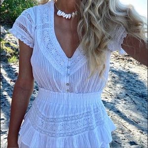 LoveShackFancy Jeromie Ruffle Eyelet cotton dress. Never worn. Size Medium. Cute